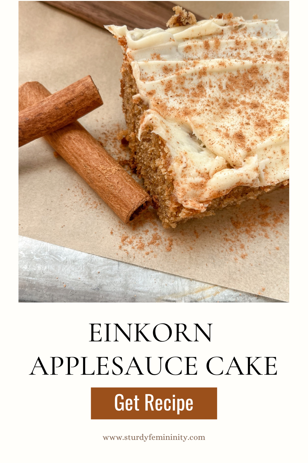 a graphic of apiece of cake with cinnamon sticks.