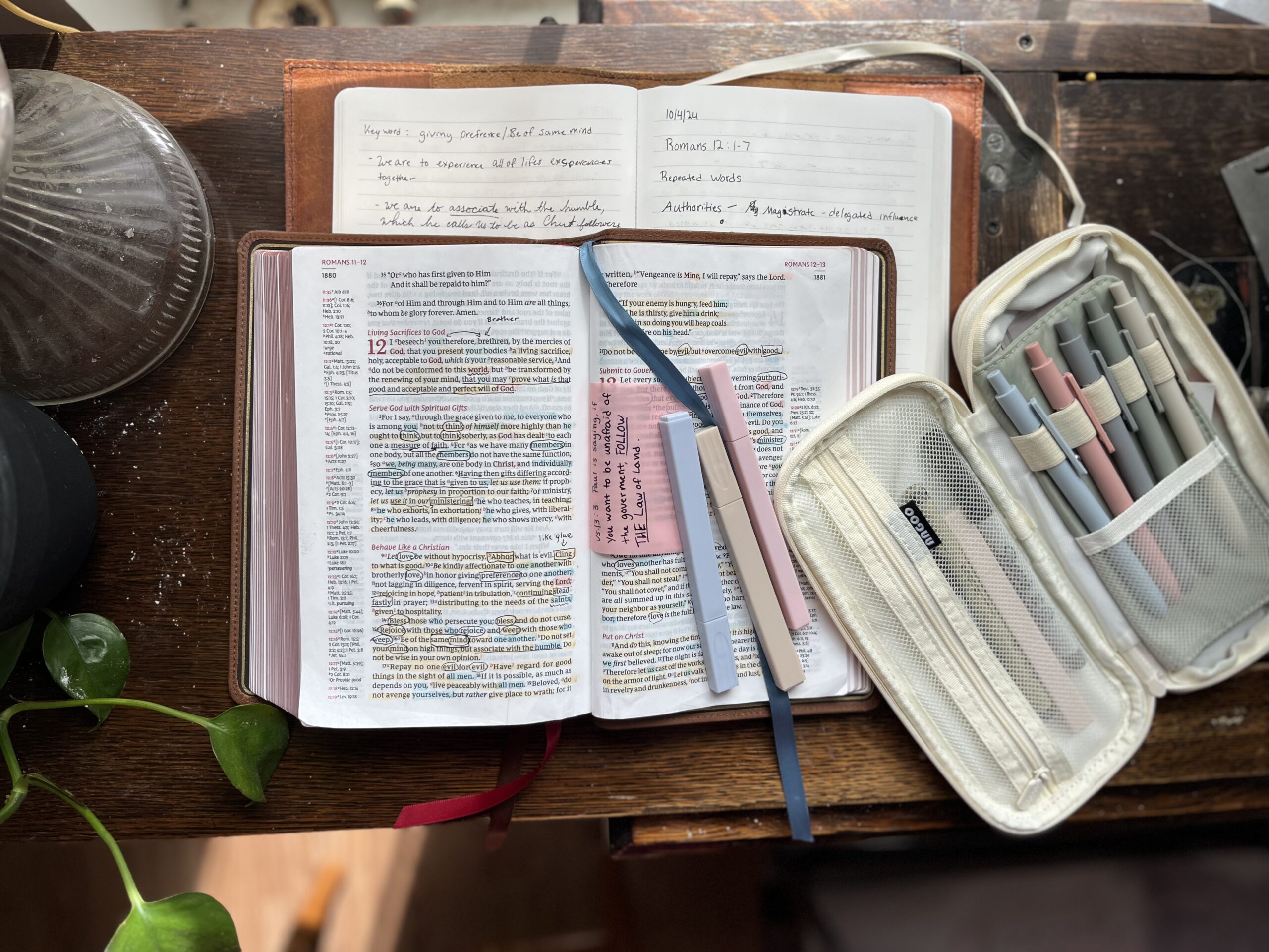 a Bible highlighted using the Inductive study method